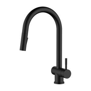 Grifo para fregadero de cocina con isla en negro mate de acero inoxidable con rociador