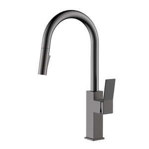 Grifo de cocina de acero inoxidable Gun Metal con ducha extraíble