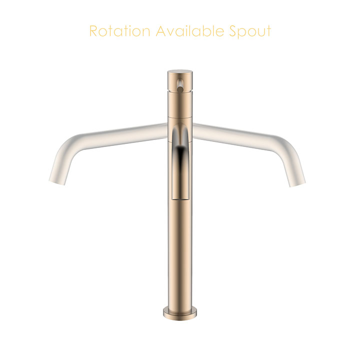 Grifo para lavabo alto giratorio de acero inoxidable en oro rosa